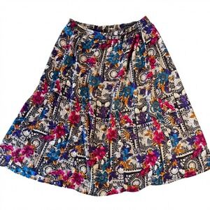 Vintage 90s Maggie McNaughton 18W Skirt Floral Paisley Jewel Tone Midi Plus Size